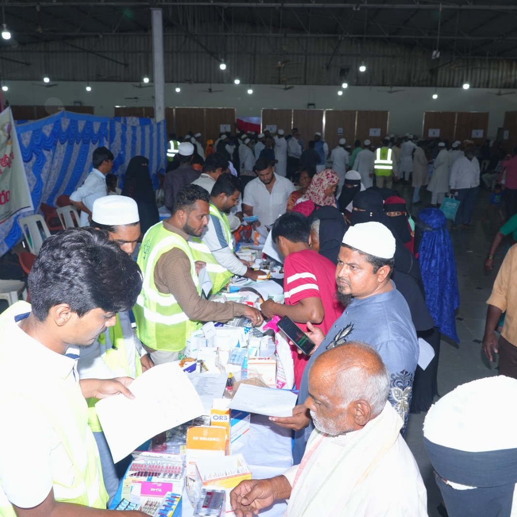 Medicine distribution at free health camp